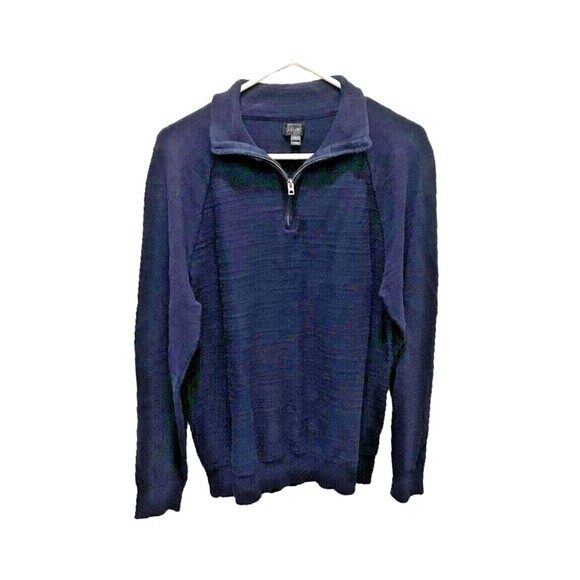 J. Crew Sweater Pullover Long Sleeve Quarter Zip Dark Navy Blue Men M - Picture 1 of 5